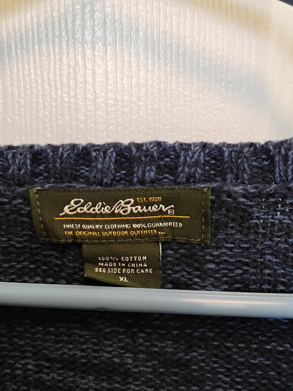 EDDIE BAUER Womens 100% Knit Cotton Henley Sweater SIZE XL - Picture 6 of 6